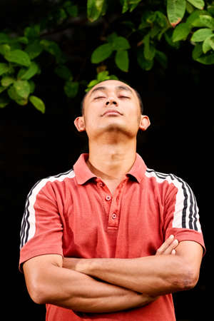 portrait of healthy and fit asian ethnic young adult maleのeditorial素材