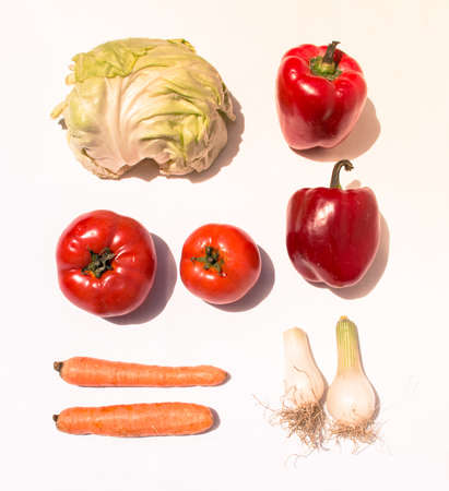 Vegetables pattern on light background. Simplisity of minimalist conceptの写真素材