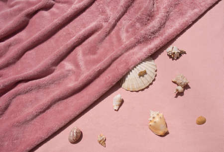 Beachy vibes in pink colour. Minimalist conceptの写真素材
