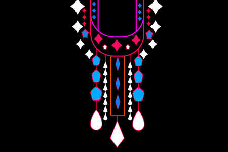 Traditional Geometric Ethnic Pattern , collar embroidery design for womanのイラスト素材