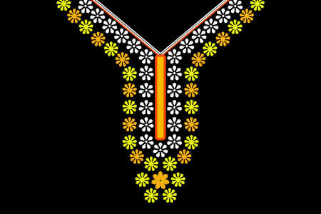 Traditional geometric ethnic pattern,flora embroidered design fashionのイラスト素材