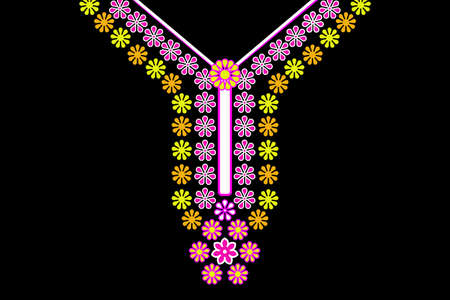 Traditional geometric ethnic pattern,flora embroidered design fashionのイラスト素材