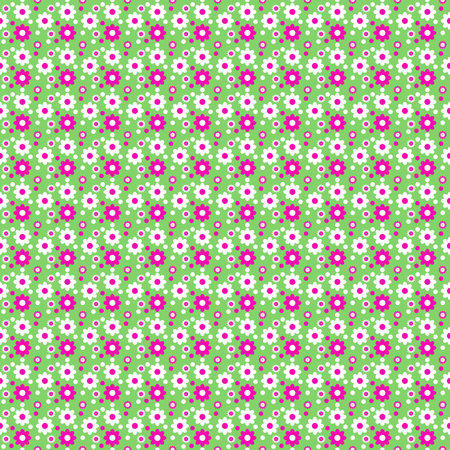 White and purple flower seamless pattern on green backgroundのイラスト素材