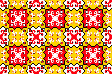 traditional geometric ethnic embroidered neckline pattern designのイラスト素材
