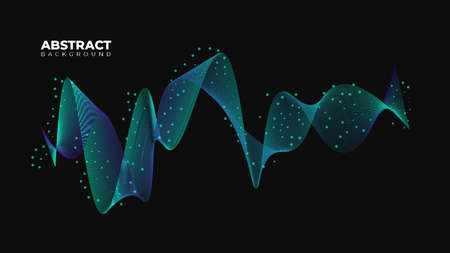 Data technology illustration. Abstract futuristic background. Wave with connecting dots and lines on...