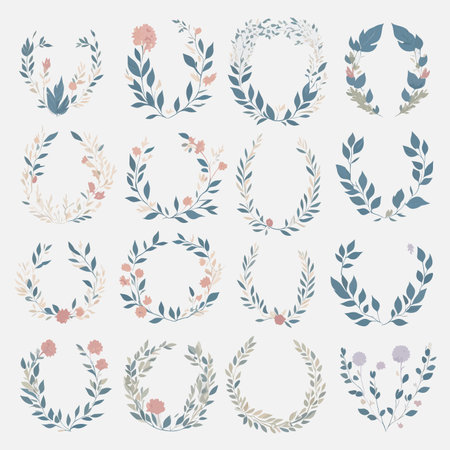 Hand-Drawn Floral Wreath Wedding Invitation Set with Elegant Style.のイラスト素材