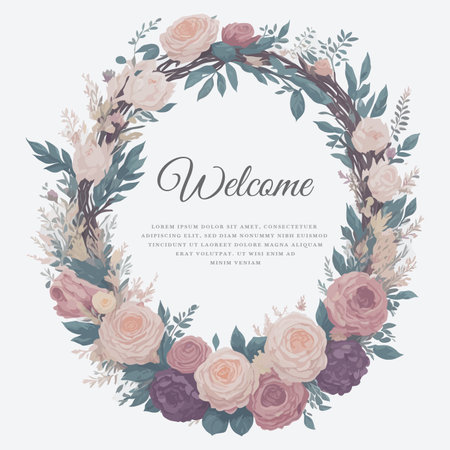 Ethereal Floral Wreath for Wedding Invitation Ornament.のイラスト素材