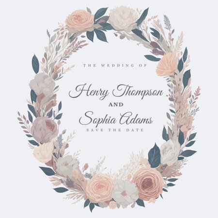 Watercolor Ethereal Floral Wreath Wedding Invitation Ornament.のイラスト素材
