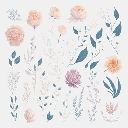 Set of Elegant Flower Flourish Swirl for Wedding Invitation Ornament.のイラスト素材