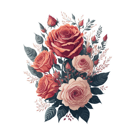Boho Chic Elegant Wedding Invitation with Rose Watercolor.のイラスト素材