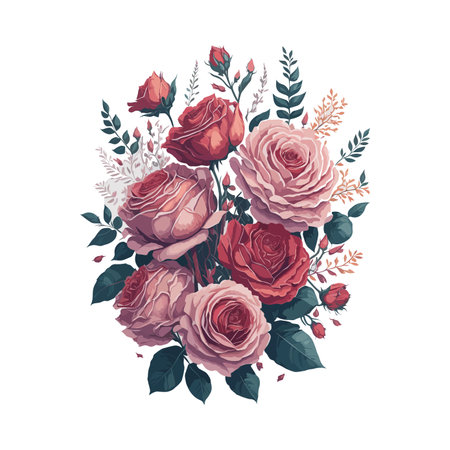 Elegant Boho Rose Watercolor Floral Wedding Invitation.のイラスト素材