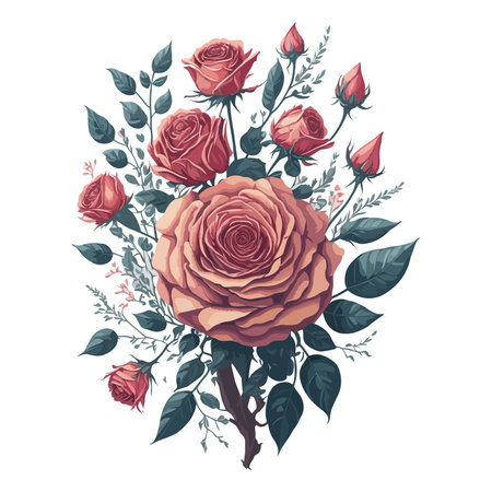 Beautiful Rose Watercolor Wedding Invitation Design.のイラスト素材