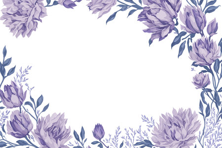 Background Lavender Flower Purple Watercolor with White Space for Wedding Invitation Ornament.のイラスト素材