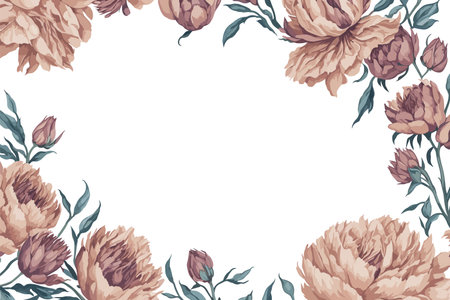 Background Peony Flower Watercolor with White Space for Wedding Invitation Ornament.のイラスト素材