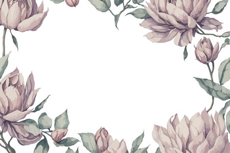 Background Magnolia Flower Watercolor with White Space for Wedding Invitation Ornament.のイラスト素材