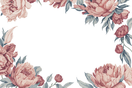 Background Peony Flower Watercolor with White Space for Wedding Invitation Ornament.のイラスト素材
