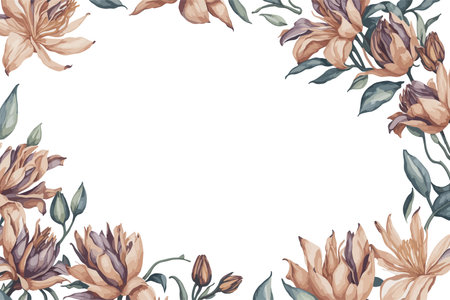 Background Lilies Flower Yellow Watercolor with White Space for Wedding Invitation Ornament.のイラスト素材