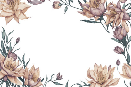 Background Lilies Flower Yellow Watercolor with White Space for Wedding Invitation Ornament.のイラスト素材