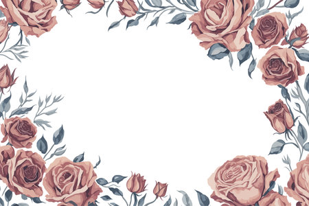 Background Roses Flower Watercolor with White Space for Wedding Invitation Ornament.のイラスト素材