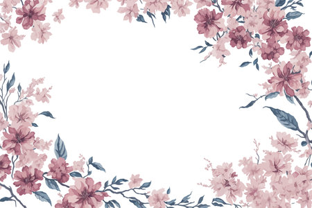 Background Cherry Blossoms Flower Pink Watercolor with White Space for Wedding Invitation Ornament.のイラスト素材