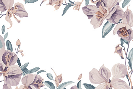 Background Orchids Flower Watercolor with White Space for Wedding Invitation Ornament.のイラスト素材