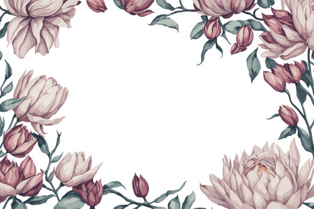 Background Magnolia Flower Watercolor with White Space for Wedding Invitation Ornament.のイラスト素材