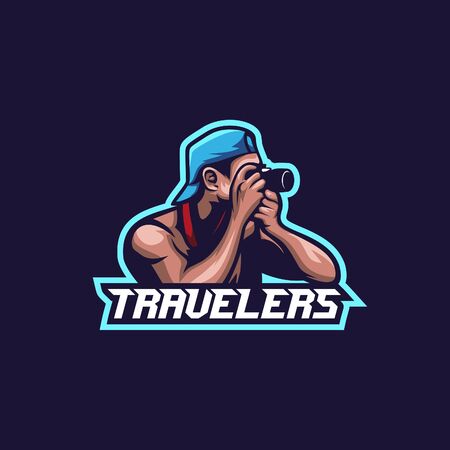 Traveler take photo illustration premiumのイラスト素材