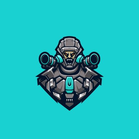 Cyborg fighter premium illustration vector logoのイラスト素材