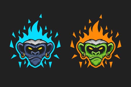 Monkey fire two option color esport logoのイラスト素材