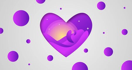 love paper cut backgroundのイラスト素材