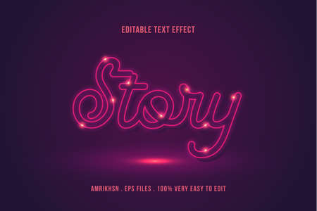 pink glow text effect, editable textのイラスト素材