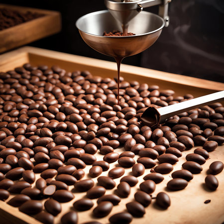 Coffee beans and a coffee grinder on a black backgroundの素材
