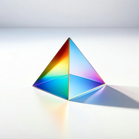 Colorful pyramid on a white background. 3d render illustration.の素材