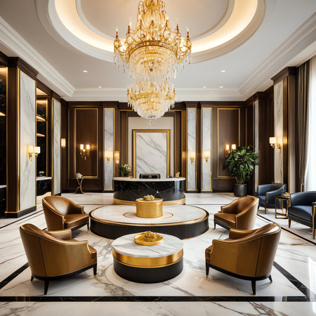 Luxury hotel lobby interior. Luxurious hotel lobby. 3d renderingの素材