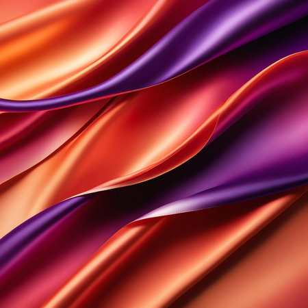 Abstract background of red and orange satin fabric. 3d render illustrationの素材