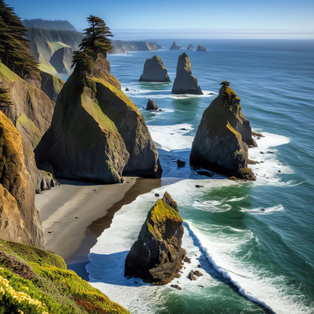 Scenic view of Big Sur coastline. California, USA. HDRの素材