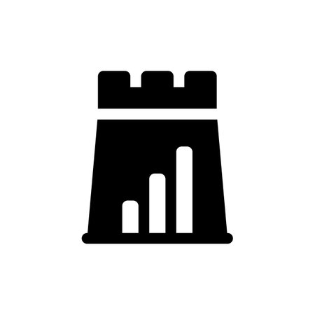 Castle and Graph Statistic Glyph Icon, Logo, and illustration Vectorのイラスト素材