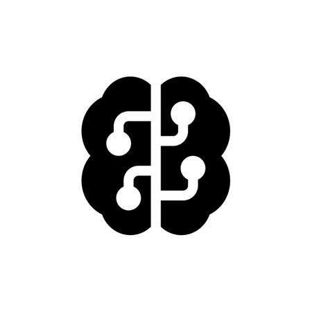 Artificial Intelligence Brain Algorithm Tech Glyph Icon, Logo, and illustration Vectorのイラスト素材