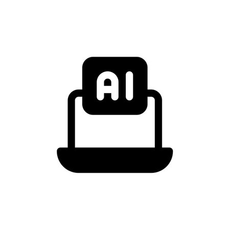 Artificial Intelligence Laptop Tech Glyph Icon, Logo, and illustration Vectorのイラスト素材