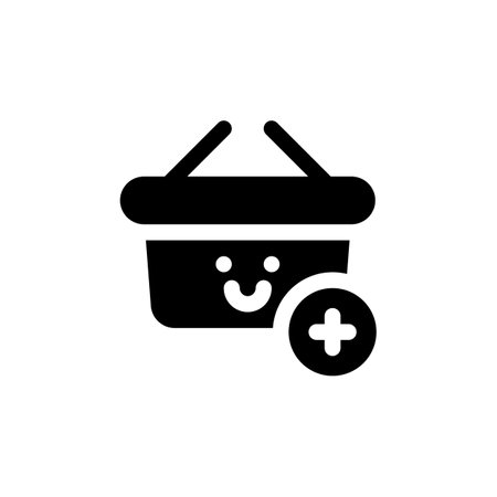 Add Cart Buy Cute Shopping Glyph Icon, Logo, and illustration Vectorのイラスト素材