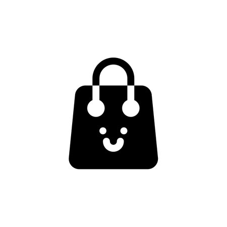 Bag Cart Buy Cute Shopping Glyph Icon, Logo, and illustration Vectorのイラスト素材