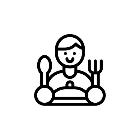 Eat Eating Restaurant and CafÃ© Person Outline Icon, Logo, and illustration Vectorのイラスト素材