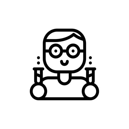 Person Doing Research Laboratory Medical Chemistry Outline Icon, Logo, and illustration Vectorのイラスト素材