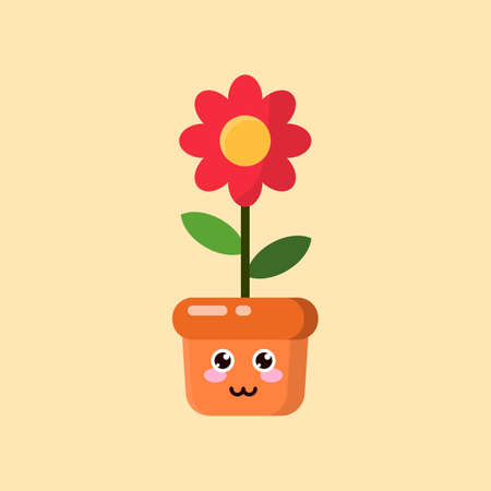 Cute Character Flower Bloom beautiful flower Icon and illustration Vectorのイラスト素材