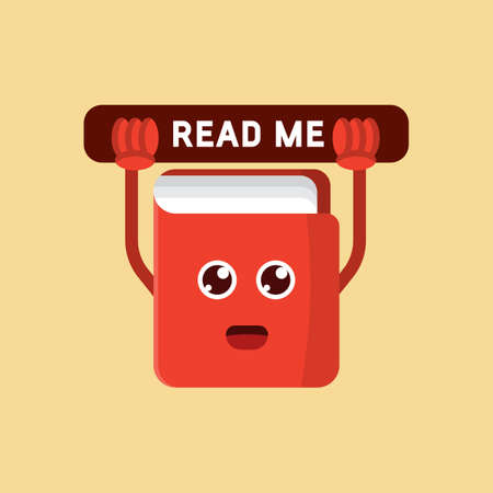 Book Character Cute Illustration Read Me Icon and illustration Vectorのイラスト素材