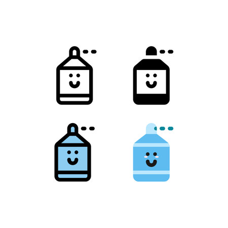 Cute Hand Sanitizer and antiseptic with  Outline Icon, Logo, and illustration Vectorのイラスト素材