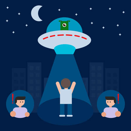 Alien was kidnap human, invasion Icon, Logo, and illustration Vectorのイラスト素材