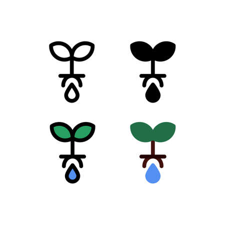 Ground Water Drop retained plant root Icon, Logo, and illustration Vectorのイラスト素材