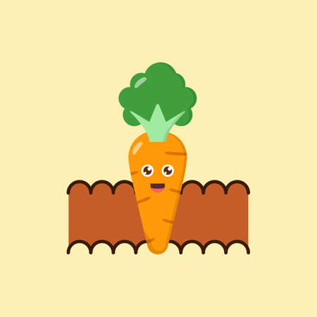 Cute Carrot Character harvest Icon,  and illustration Vectorのイラスト素材