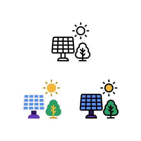 Solar Energy and Agriculture icon and illustrationのイラスト素材